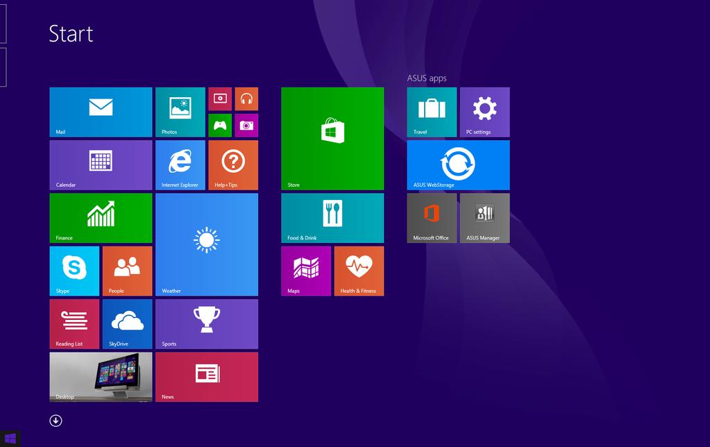 Startknop Windows 8.1 beschikt over de Start-knop waarmee u kunt schakelen tussen de twee recentste apps die u hebt geopend.