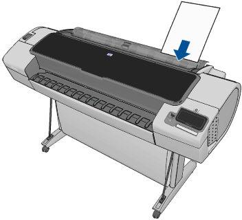 Eén vel laden 1. Als u een printer uit de T1300-reeks gebruikt, zorg er dan voor dat de klep van rol 1 is gesloten.