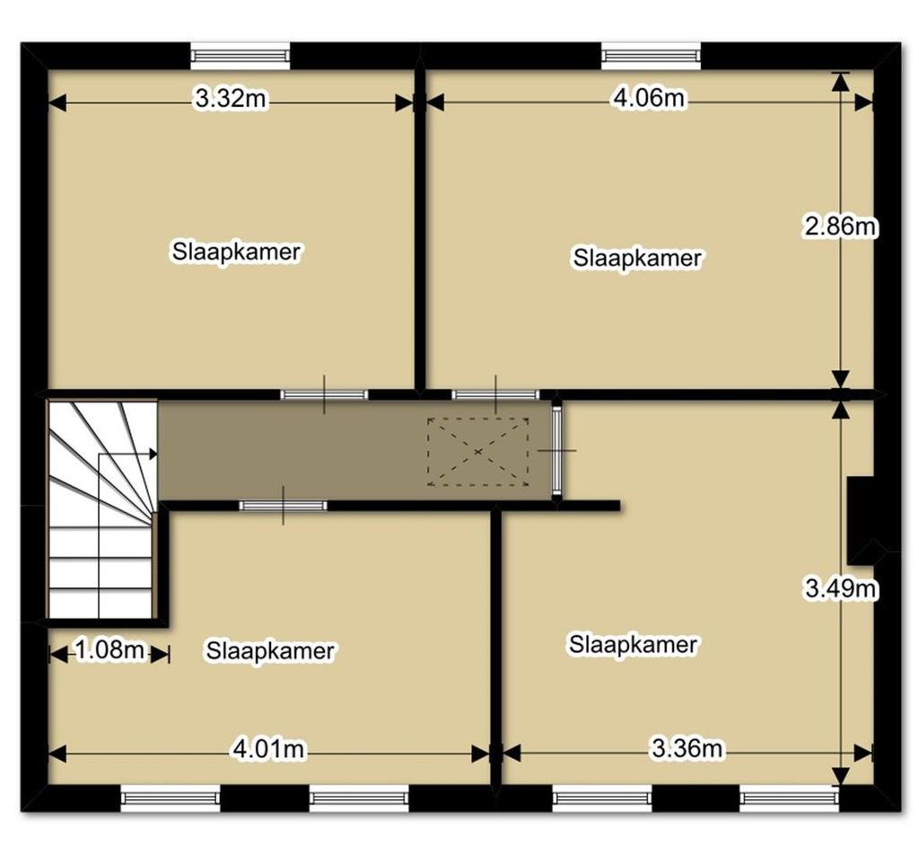 Plattegrond eerste verdieping De tekening is met de grootste zorg samengesteld, echter kan er geen recht aan