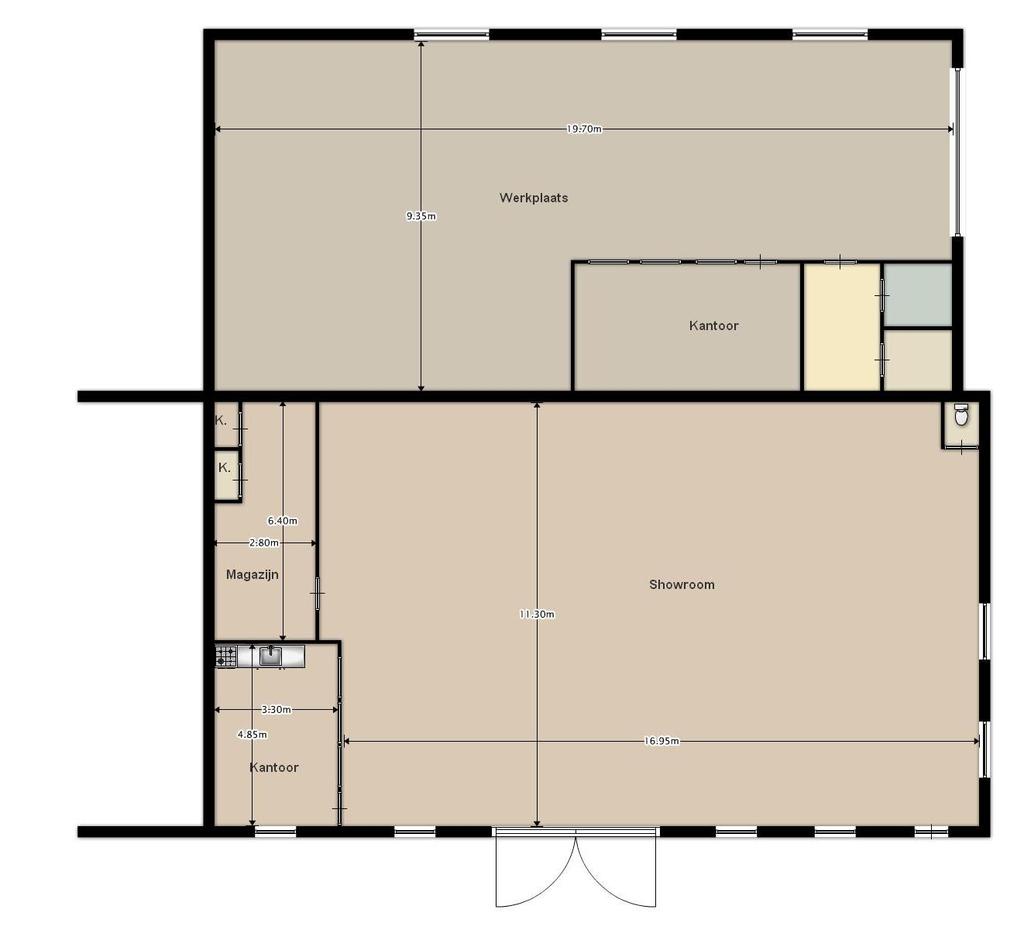 Plattegrond bedrijfsruimte De tekening is met de grootste zorg