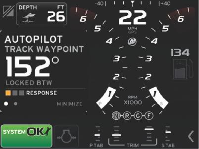 Hoofdstuk 2 - Op het water De Autopilot gaat naar het eerste routepunt op de koers van de kaartplotter. Track Waypoint-knop en lampje 5. VesselView geeft het routepunt voor de Autopilot aan.