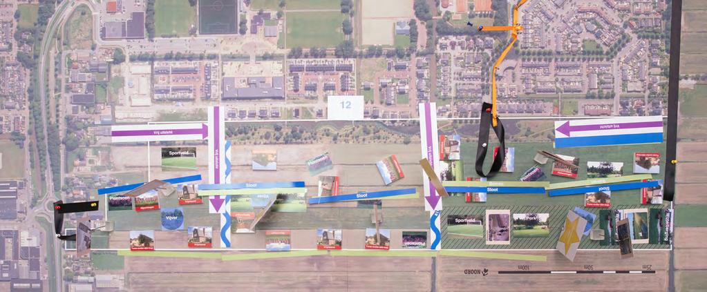 Tafel 12 In het midden van de nieuwe woonwijk en in het gearceerde delen komen parken. De parken worden versterkt met bomenstructuren die ook doorlopen in andere delen van de wijk.