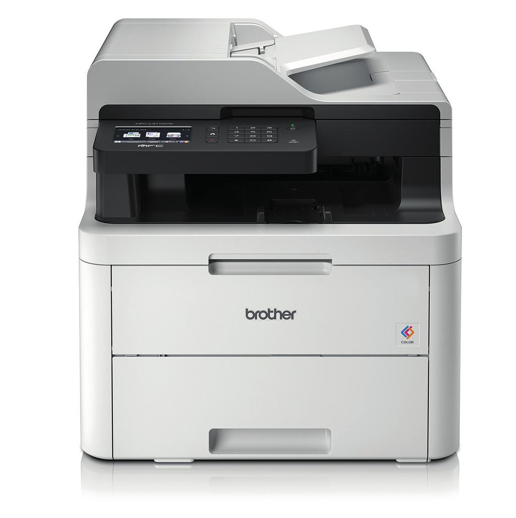 Draadloze all-in-one kleurenledprinter Deze all-in-one biedt hoge printsnelheden tot 18 pagina s per minuut, evenals functies voor snel kopiëren, scannen en faxen.