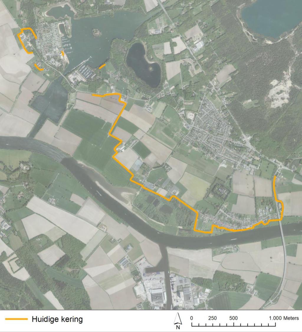 Dijktraject Well (Bron: Notitie R&D): het plangebied met de ligging van de kaden die rond 1995 zijn aangelegd voor hoogwaterbescherming 2. Achtergrond, doelstellingen en besluitvorming 2.