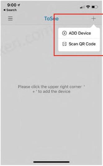 Zoek naar "ToSee" in de Apple App Store of Google Play Stap 2 Open de Tosee-app op je mobiel.