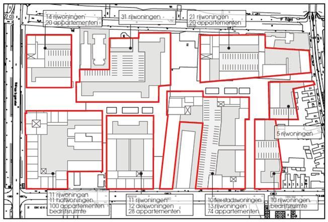 Figuur 4 Bestemmingsplan Fabriekskwartier Bron: 170707 Wissing-1131- Havenkwartierkoersdocument concept).