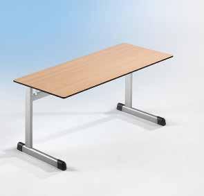 T De speciale poot/voet-verbinding, die zorgt voor extreme standvastigheid. De tafel kan worden uitgerust met een opberg mand, metaal opbergvak of een ergotray lade.