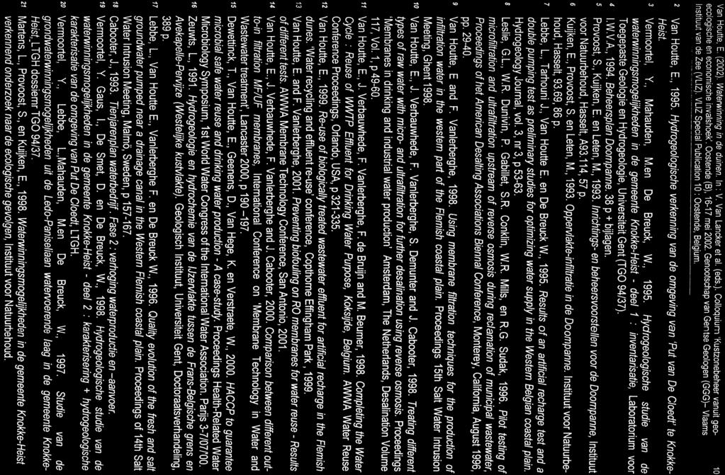 Van Houtte, E (2002) Waterwinn~ng in de duinen. In : V. Van Lancker et al. (eds.). Colloquium 'Kustzonebeheer vanuit geo- 10 ecologische en economische invalshoek'. Oostende (B), 16-17 mei 2002.