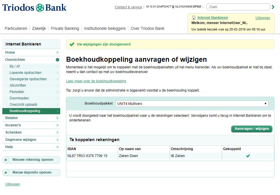 Bij uw rekening ziet u dat deze nu gekoppeld is.