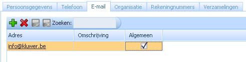 Het eerste cijfer van het dossiernummer is hetzelfde voor de contactfiches van een zelfde type. Dossiercode: Deze is de huidige CDB code indien er een conversie van CDB naar Kluwer Office is gebeurd.