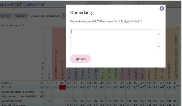 U typt uw opmerkingen in het pop-up scherm dat wordt geopend als u op een vakje klikt.