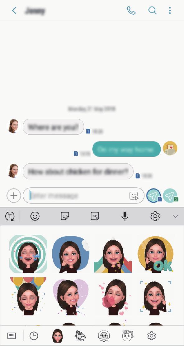 Apps en functies Mijn Emoji-stickers gebruiken tijdens het chatten U kunt Mijn