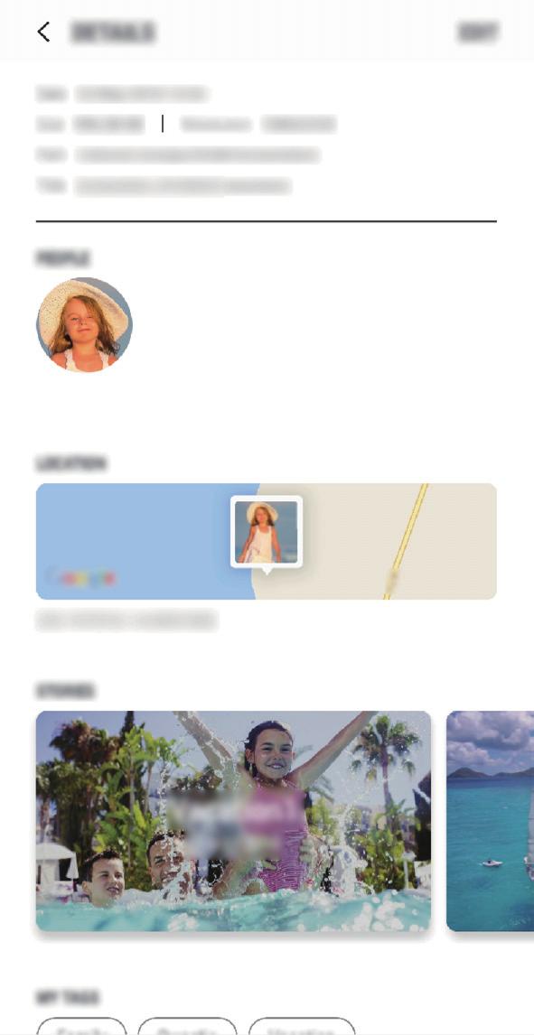 Apps en functies De details van afbeeldingen en video's weergeven U kunt bestandsdetails zoals mensen, locatie en basisinformatie weergeven.
