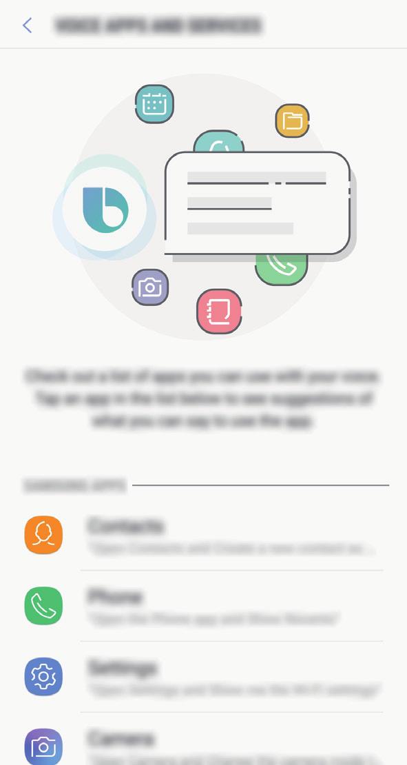 Apps en functies Door Bixby ondersteunde apps en services weergeven U kunt door Bixby ondersteunde apps en services weergeven.
