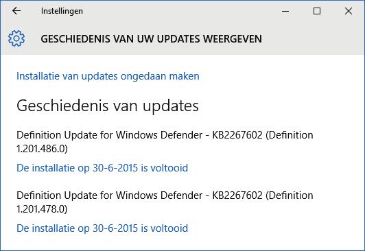 Via de link Geschiedenis van uw updates weergeven is te zien welke updates reeds zijn geïnstalleerd: Voorheen mochten Microsoft-apps en -updates om veiligheidsredenen alleen