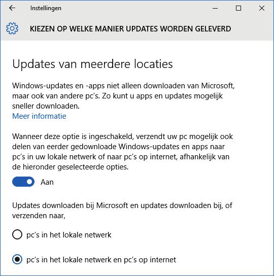 Doordat apps en updates voor Windows en andere Microsoft-producten nu ook van andere servers mogen worden gedownload (via de link Kiezen op welke manier updates worden