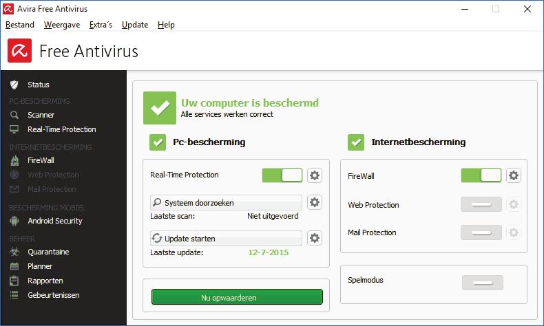 Op de achtergrond worden de laatste virusdefinities automatisch gedownload en een systeemscan uitgevoerd.