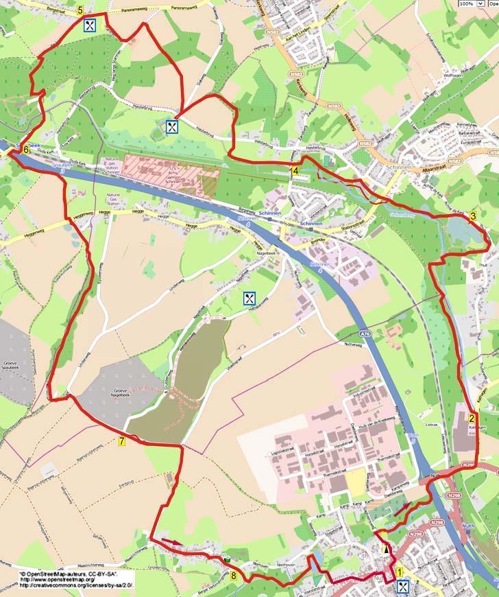 227 NUTH 15,6 km www.wandelgidszuidlimburg.com Een afwisselende wandeling met flink wat hoogteverschil langs de Geleenbeek, de Mulderplas, Landschapspark de Graven en het bos van Sweikhuizen.