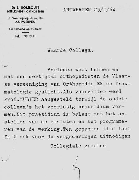 erkenningscommissie Orthopedie. Dr. Rombouts was zeer gevraagd als spreker op internationale en nationale congressen. Louis was een echte sporter, zowel actief als passief.