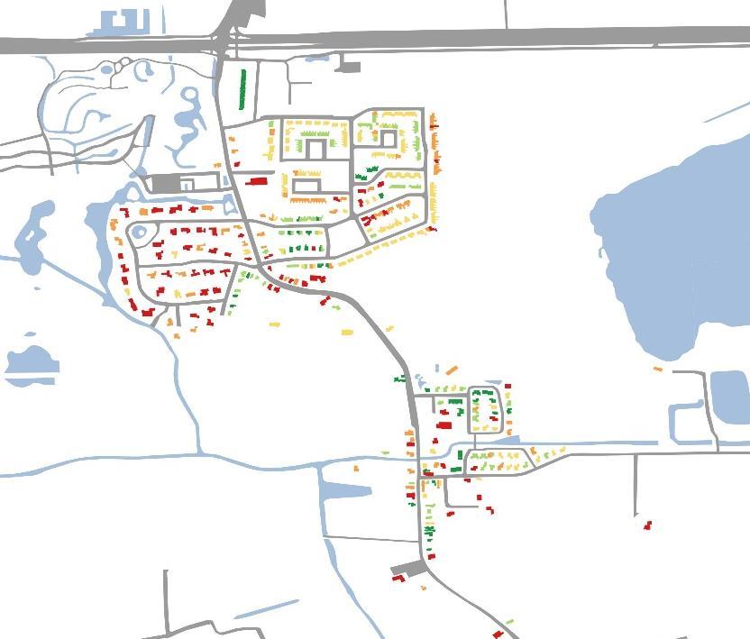 Energiezuinigheid van de woningvoorraad Energielasten per maand Woningen met relatief hoge energielasten zijn vooral in het noordwestelijke deel van Tytsjerk te vinden (rondom Woelwijk).