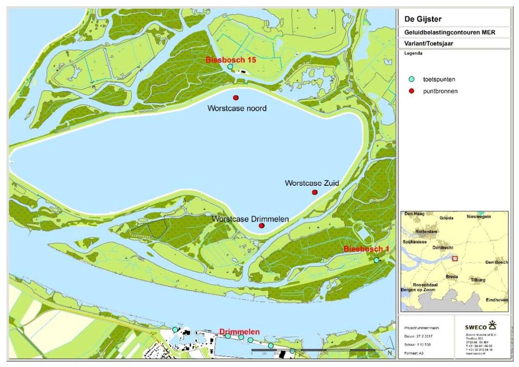 Figuur 4.1 Bronlocaties worst case-berekeningen 4.1.1.1 Toesting wordt case-situatie noord In tabel 4.