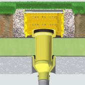 groendaken Hoogte: 100 mm tot 600 mm afvoerelement uit polyurethaan (PE), rooster uit thermisch verzinkt staal Belastingsklasse: L15 conform DIN 1253