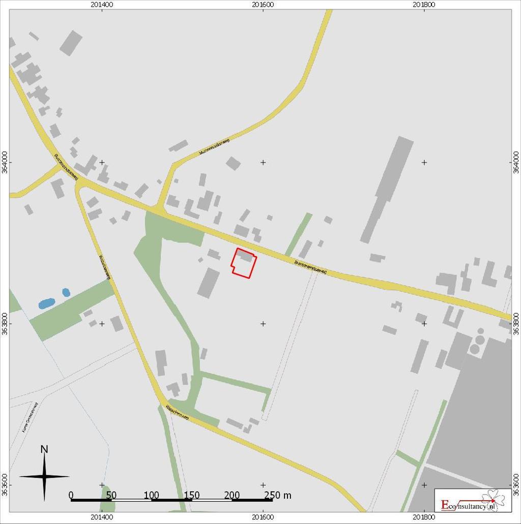 Figuur 2. Detailkaart van het plangebied Bussereindseweg 36 te Beesel.