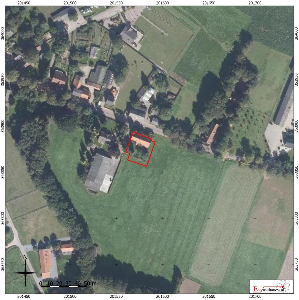 Figuur 3. Luchtfoto van het plangebied Bussereindseweg 36 te Beesel.