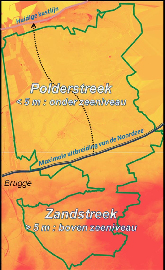 Ten zuiden van de pleistocene duin begint de zandstreek. De bodem in zandig Vlaanderen vindt zijn ontstaan in de IJstijden.
