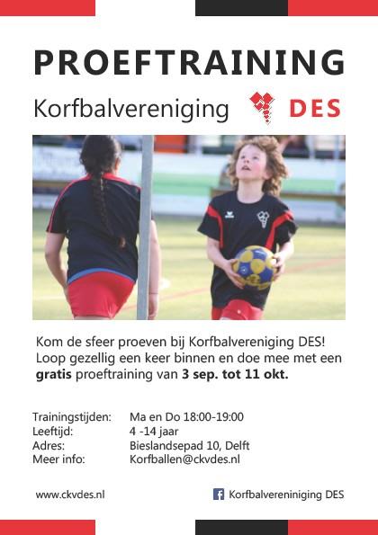 per week te besteden aan DES, konden we niet anders dan de trainingsavond verschuiven voor (waarschijnlijk) alle teams.