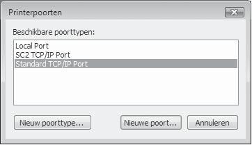 DE POORT WIJZIGEN Wijzigen in een standaard-tcp/ip-poort Als het apparaat in een