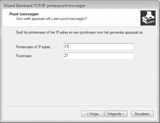 "Standaard-TCP/IP-poort" van het besturingssysteem.