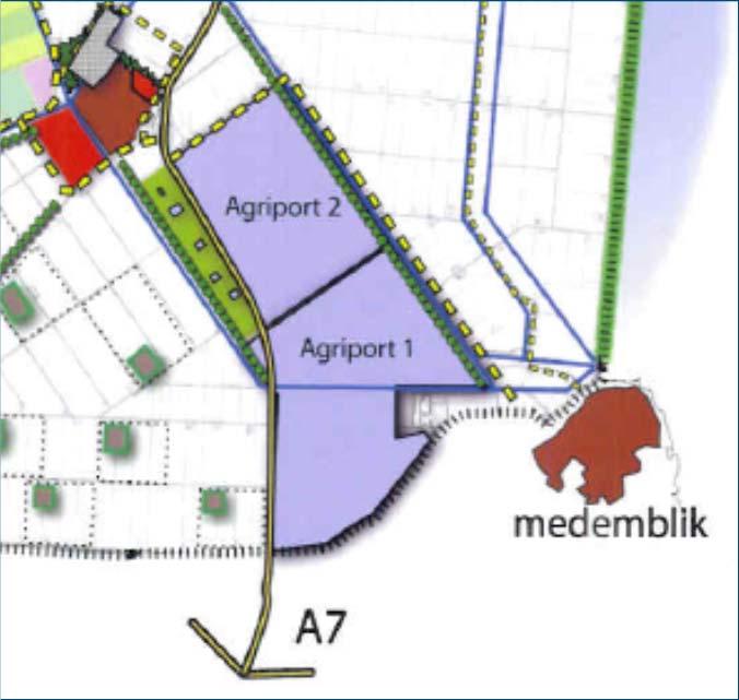 Glastuinbouw gaat voor: A7 Agriport (Californië, Siberië, Dinteloord, Agropark Bergerden, Westland, Oostland) Begon als logistieke knoop voor 40.000 ha vollegrondsgroenten.