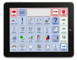 Dynamisch communicatiehulpmiddel met symbolen en onbeperkte combinatiemogelijkheden. Dit hulpmiddel is het meest gecompliceerde communicatiehulpmiddel met symbolen.