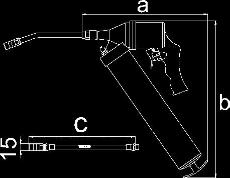 druk 9 bar --Omvat 4 verschillende sproeikoppen --Het milieuvriendelijke alternatief. --Vetpistool voor patronen van 215 x 50 mm en voor los vet (max.