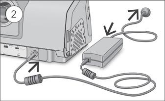 Sluit het ene uiteinde van het elektriciteitssnoer aan op de voedingseenheid en het andere uiteinde op het stopcontact. 3.