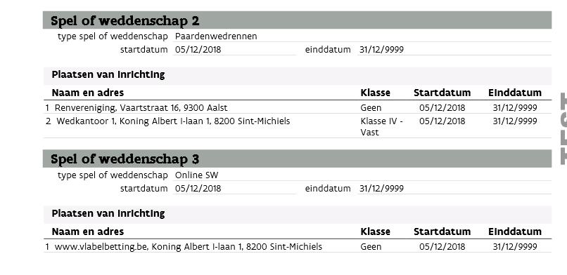 2. Weddenschappen Voorafgaande aangifte wijzigen Controleer de aangifte en klik op