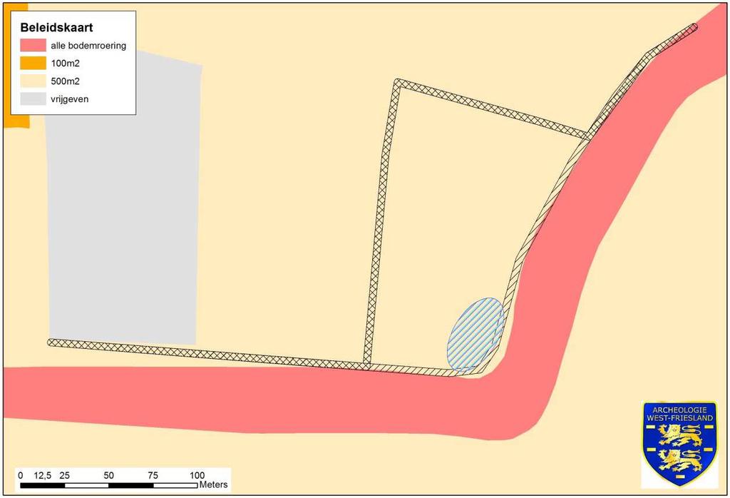 2. Beleidskaart archeologie Afbeelding 3. Uitsnede van de beleidsadvieskaart uit het voorontwerpbestemmingsplan Drechterland Zuid.