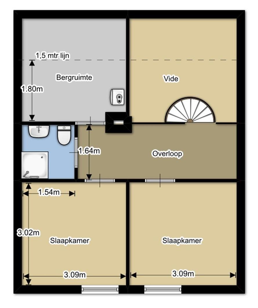 Plattegrond eerste verdieping De tekening is met de grootste zorg samengesteld, echter kan er geen recht aan