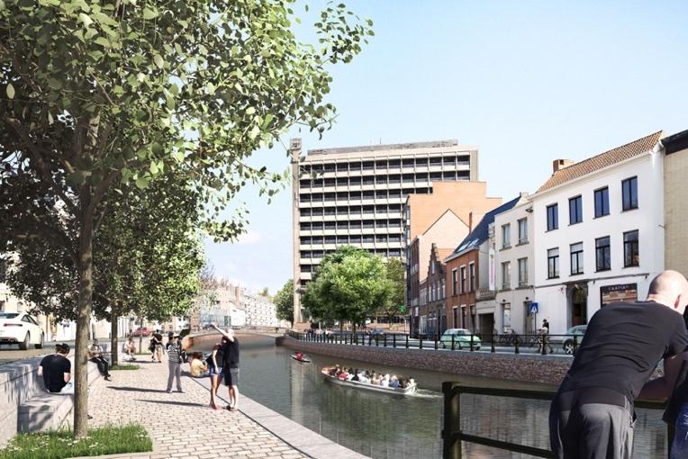 Project Heropening Nederschelde gaat over het opnieuw zichtbaar maken van de historische waterloop tussen de passantenjachthaven Portus Ganda en het François Laurentplein.