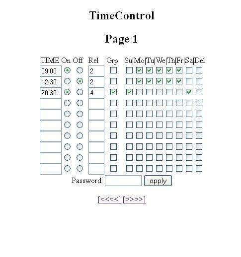 Set TimeControl Op deze pagina kunt u de schakelklok tijden invullen en welk draadloze KlikaanKlikuit aan of uit moet.
