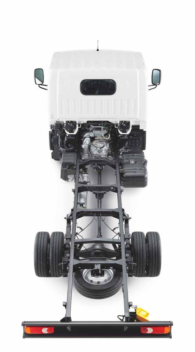 renault trucks_ RENAULT MAXITY 14 EEN ROBUUST LADDERCHASSIS Het chassis van de Renault Maxity met de U-vormige stalen langsliggers, zorgt voor maximale robuustheid, betrouwbaarheid, laadvermogen en