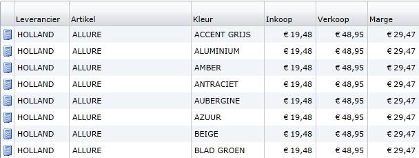 Hieronder worden de verschillende invoervelden toegelicht. Stoffen en Confectiekosten Normaal gesproken brengt Holland Haag u per order twee bedragen in rekening: 1. De kosten voor de stof 2.