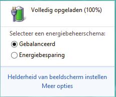 6.3.6. De acculading controleren Om de huidige laadtoestand van de accu te controleren plaatst u de cursor op het Power-symbool in de taakbalk.