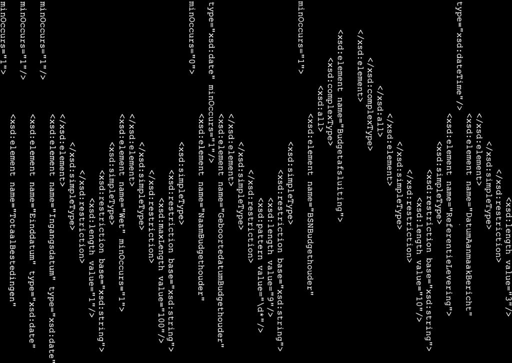 <xsd:length value= 3 /> </xsd: restriction> </xsd: simpletype> </xsd: element> <xsd: element name= DatumAanmaakBericht type= xsd;datetime /> - <xsd: element name= ReferentieLevering > <xsd: