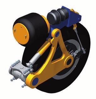 Door in plaats van een luchtbalg een hydraulische cilinder toe te passen, wordt een grote veerweg gerealiseerd en is het eenvoudig om het voertuig te heffen en te