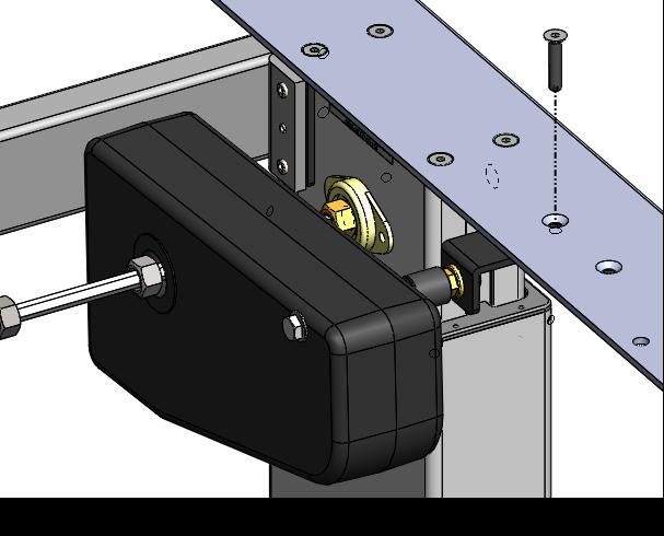 Steek de schroef door de opening aan de voorkant van de motor. Schuif de afstandhouder over deze schroef.