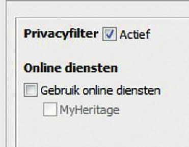 Let bij het gebruik van Aldfaer op dat je de koppeling met MyHeritage uitzet, als je niet wilt dat je gegevens online komen te staan.
