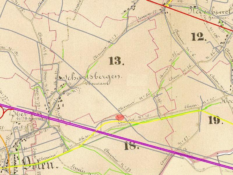 Op de Atlas der Buurtwegen uit circa 1841 kan gezien worden dat in de zone nog niet de industrie en verkeersinfrastructuur aanwezig is, zoals op heden (Fig. 9).