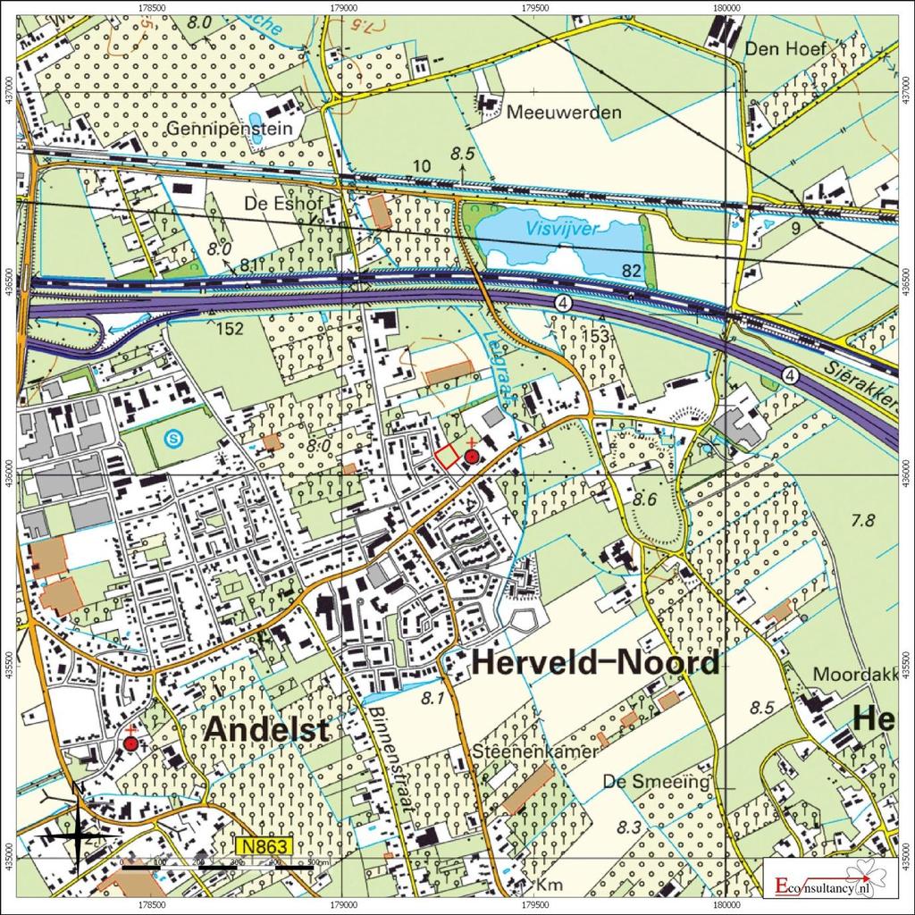 Figuur 1. Situering van het plangebied binnen Nederland Herveld (gemeente Overbetuwe) - St. Willibrordusstraat (ong.